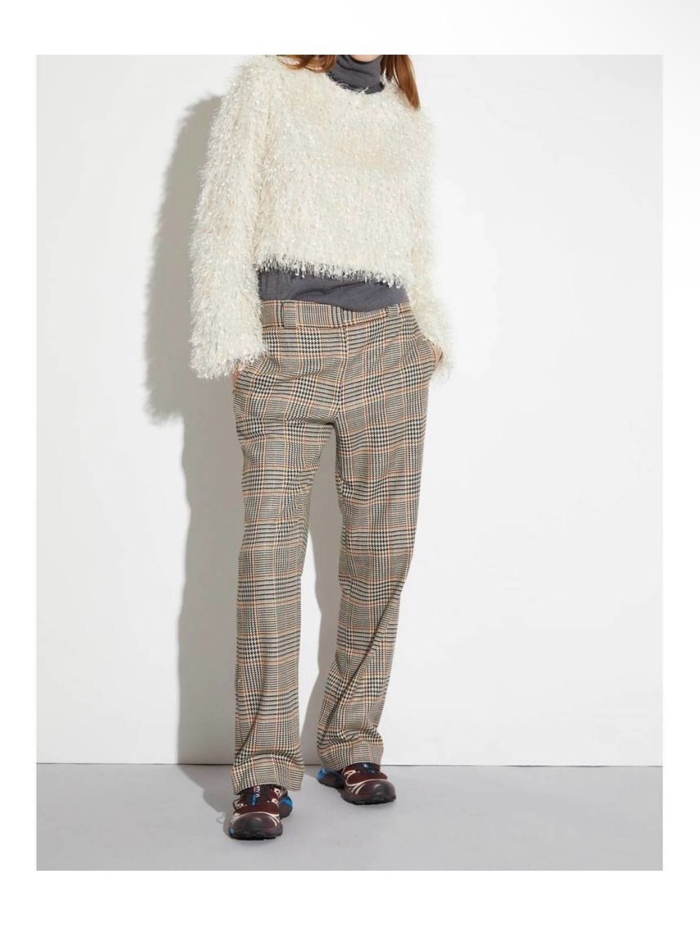 NWT SAINT ART nessa mid-rise houndstooth plaid pant in houndstooth plaid Small - Picture 3 of 9